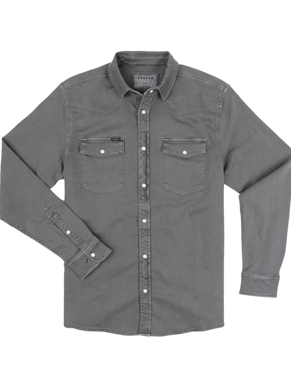 Poncho Falfurrius Men's Button Shirt Jacket in Slate Gray size S pearl buttons